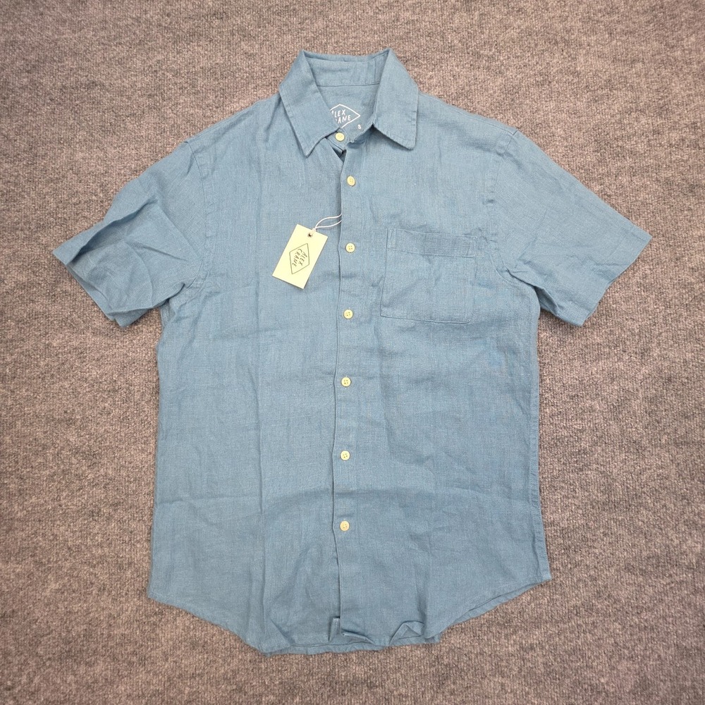 ALEX Crane Knit Ola Shirt Men's Small Blue (Indigo) Button Up Linen NWT